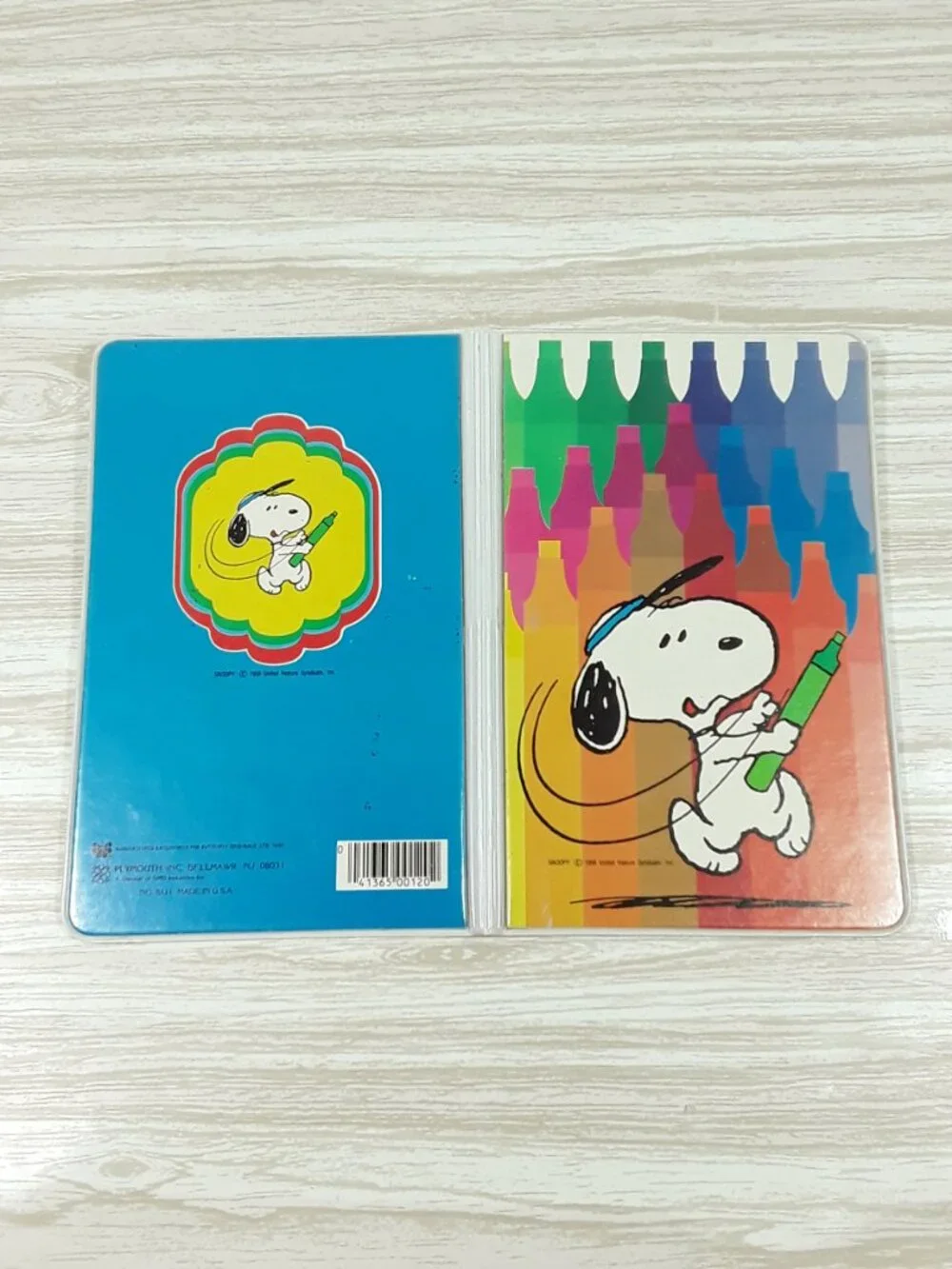 Vtg SNOOPY Notepad Folder 8.5x5.5 Hard Cover Note Paper Peanuts school supplies